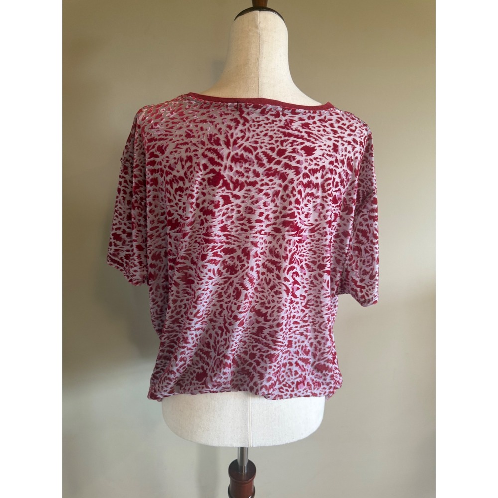 We The Free Free People Red White Burnout Animal Print Short Sleeve Top XS